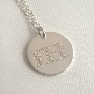 Mens Engraved Monogram Stacked Necklace - Handcrafted & Custom-Made