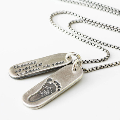 Mens Personalised Footprint Tag Necklace - Handcrafted & Custom-Made