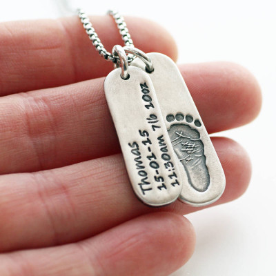 Mens Personalised Footprint Tag Necklace - Handcrafted & Custom-Made
