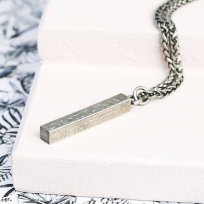 Mens Personalised Metal Bar Necklace - Handcrafted & Custom-Made