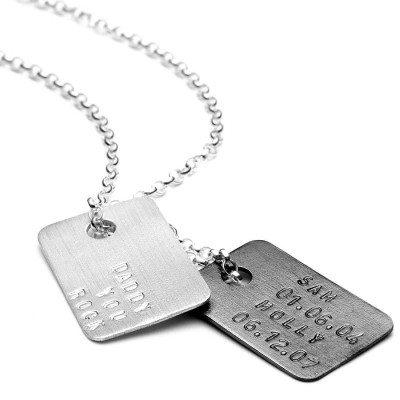 Mens Personalised Silver Tag Necklace - Handcrafted & Custom-Made
