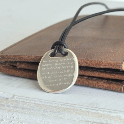 Mens Silver Quote Necklace - Handcrafted & Custom-Made