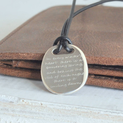 Mens Silver Quote Necklace - Handcrafted & Custom-Made