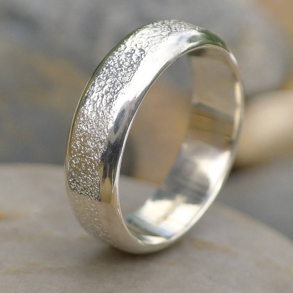 Mens Silver Ring With Concrete Texture - Handcrafted & Custom-Made
