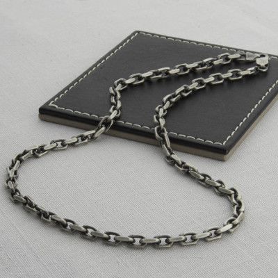 Mens Sterling Silver Anchor Chain Style Necklace - Handcrafted & Custom-Made