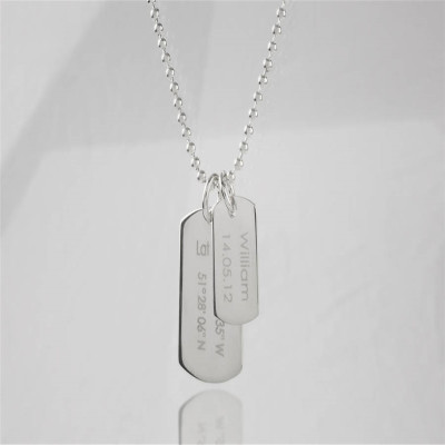 Mens Birth Day Celebration Dog Tags Necklace - Handcrafted & Custom-Made