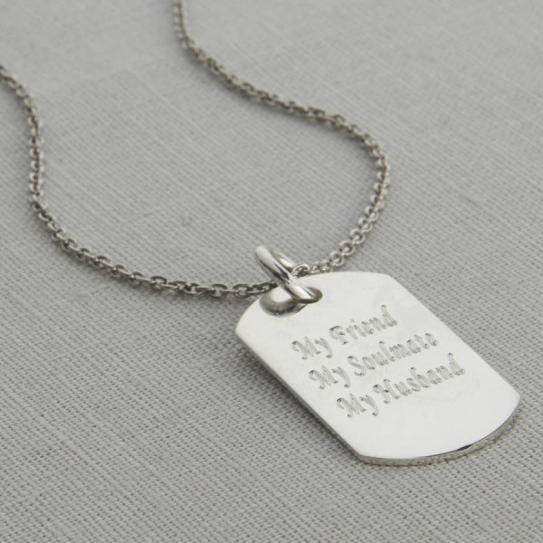 Personalised Polished Sterling Silver Dog Tag Necklace - Handcrafted & Custom-Made