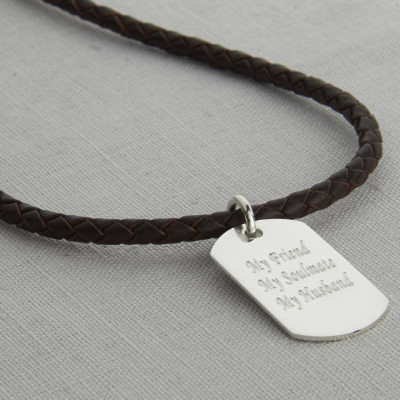 Personalised Polished Sterling Silver Dog Tag Necklace - Handcrafted & Custom-Made