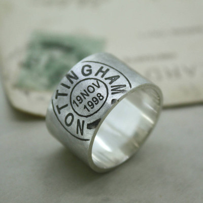 Mens Personalised Place And Date Ring - Handcrafted & Custom-Made