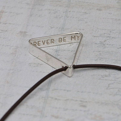Mens Secret Message Silver Triangle Necklace - Handcrafted & Custom-Made