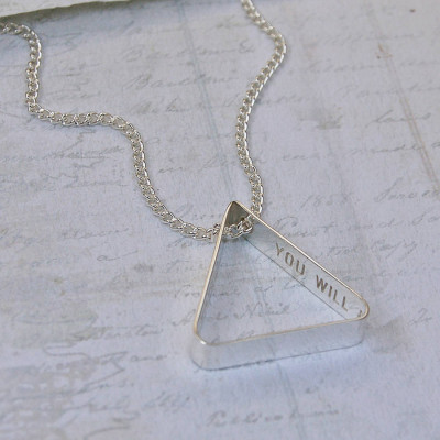 Mens Secret Message Silver Triangle Necklace - Handcrafted & Custom-Made