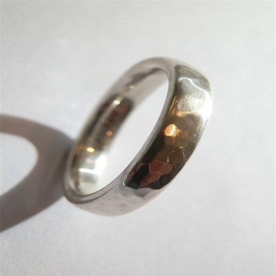 Mens Silver Hammered Ring - Handcrafted & Custom-Made