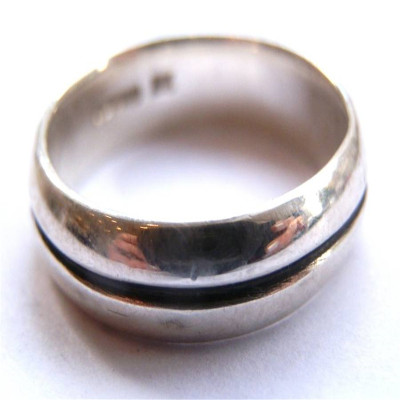 Mens Silver Oxidized Band Ring - Handcrafted & Custom-Made