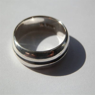 Mens Silver Oxidized Band Ring - Handcrafted & Custom-Made