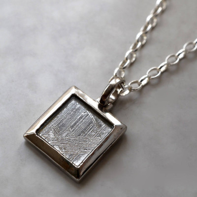 Meteorite And Silver Square Necklace - Handcrafted & Custom-Made