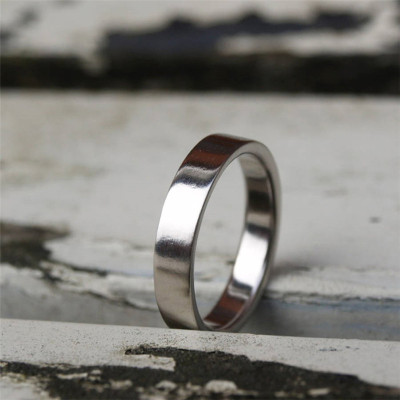 18ct White Gold Flat Wedding Band - Handcrafted & Custom-Made