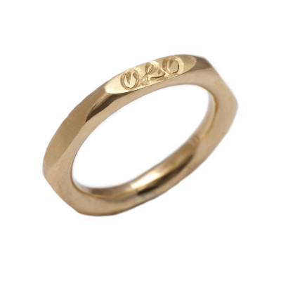 Personalised Hexagonal 18ct Gold Ring - Handcrafted & Custom-Made