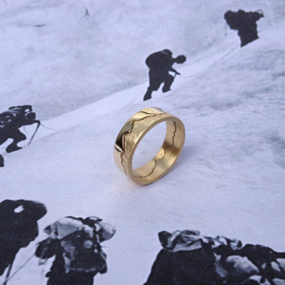 Personalised Mountain Landscape Skyline Ring - Handcrafted & Custom-Made