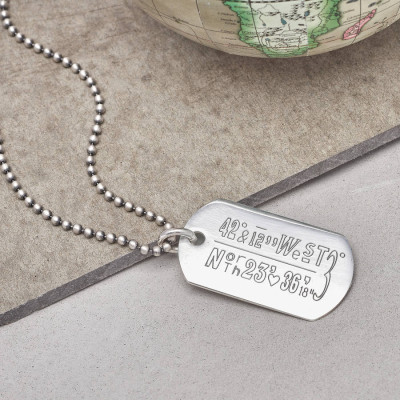 Personalised Location Coordinates Silver Necklace - Handcrafted & Custom-Made