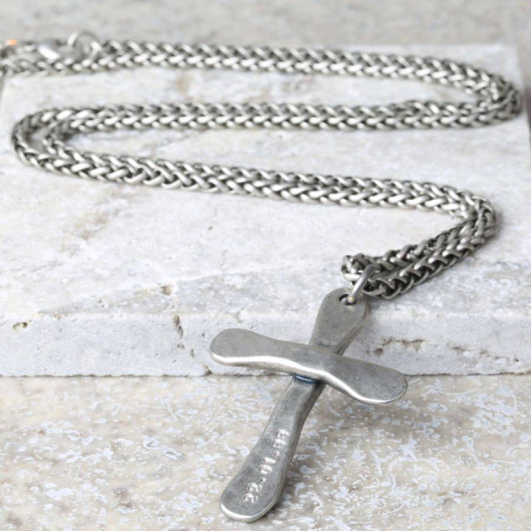 Personalised Mens Antique Cross Necklace - Handcrafted & Custom-Made
