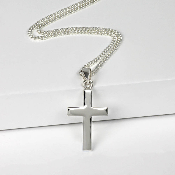 Personalised Mens Silver Cross Pendant - Handcrafted & Custom-Made