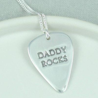 Personalised Mens Silver Plectrum Necklace - Handcrafted & Custom-Made