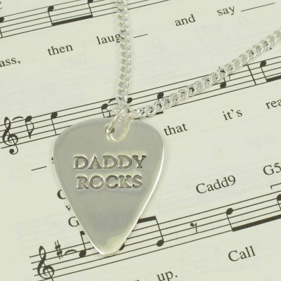 Personalised Mens Silver Plectrum Necklace - Handcrafted & Custom-Made