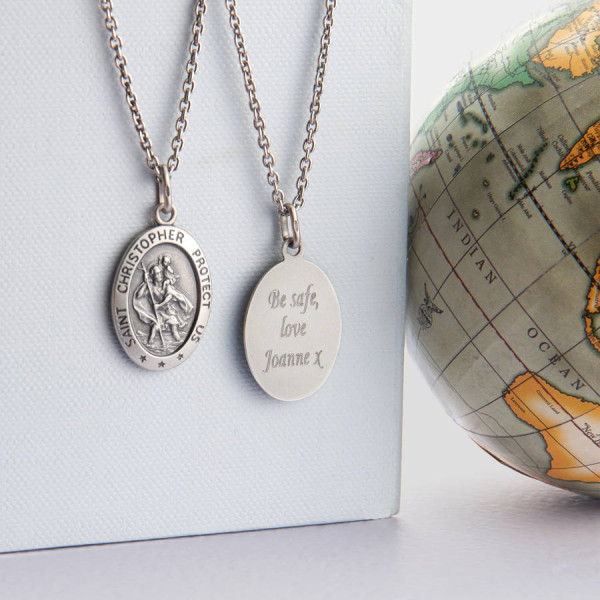 Personalised Mens St Christopher Silver Necklace - Handcrafted & Custom-Made