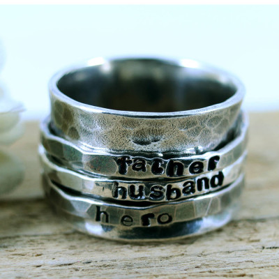 Personalised Mens Sterling Silver Spinner Ring - Handcrafted & Custom-Made