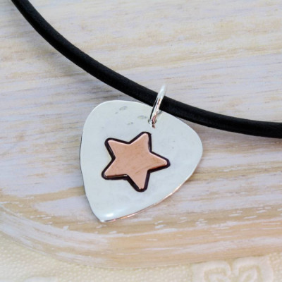 Personalised Silver And Copper Guitar Pick - Handcrafted & Custom-Made