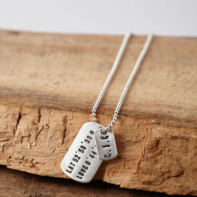 Personalised Silver Location Dog Tag Necklace - Handcrafted & Custom-Made