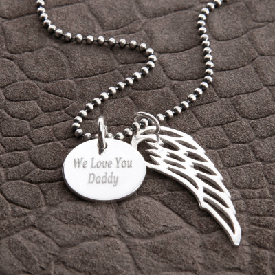 Personalised Sterling Silver Wing And Disc Pendant - Handcrafted & Custom-Made