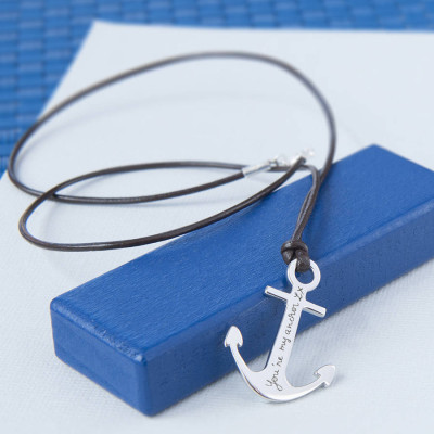 Mens Personalised Sterling Silver Anchor Necklace - Handcrafted & Custom-Made