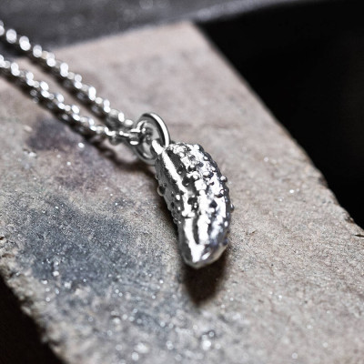 Silver Handcrafted Pickled Gherkin Necklace - Handcrafted & Custom-Made
