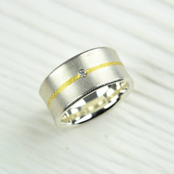 Silver And Fused Gold Diamond Ring - Handcrafted & Custom-Made