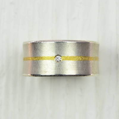 Silver And Fused Gold Diamond Ring - Handcrafted & Custom-Made