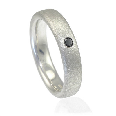 Mens Handmade Black Diamond Silver Ring - Handcrafted & Custom-Made