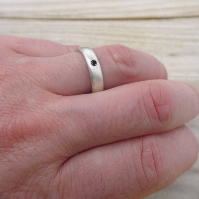 Mens Handmade Black Diamond Silver Ring - Handcrafted & Custom-Made