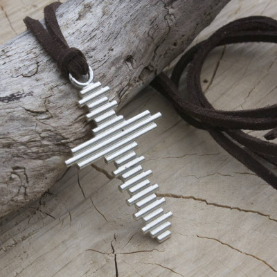 Large Silver Cross Necklace - Handcrafted & Custom-Made