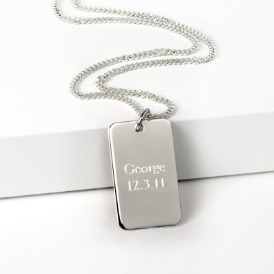 Silver Dog Tag Necklace - Handcrafted & Custom-Made