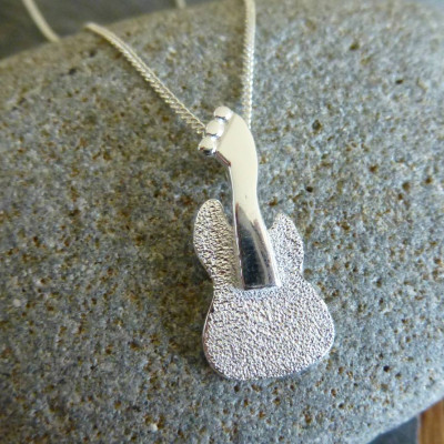 Silver Guitar Pendant And Chain - Handcrafted & Custom-Made