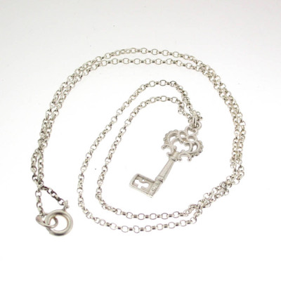 Silver Heritage Key Pendant With 18 Silver Chain - Handcrafted & Custom-Made