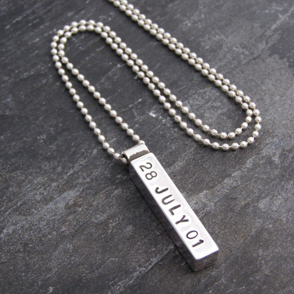 Silver Mens Chunky Personalised Pendant - Handcrafted & Custom-Made