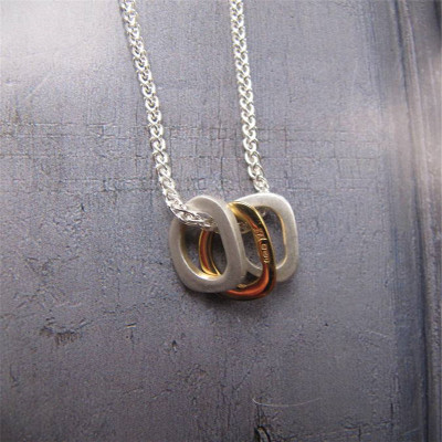 Silver Ovals Necklace With Gold - Handcrafted & Custom-Made