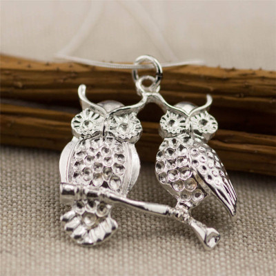 Silver Perched Owls Pendant - Handcrafted & Custom-Made
