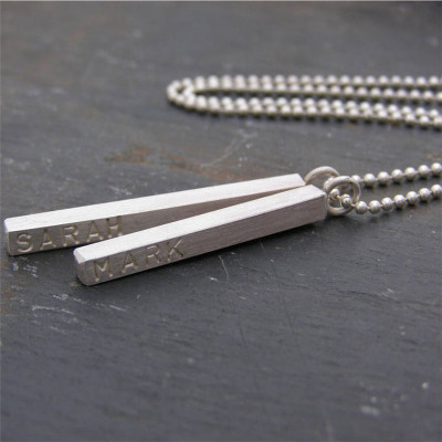 Silver Personalised Satin Mens Necklace - Handcrafted & Custom-Made