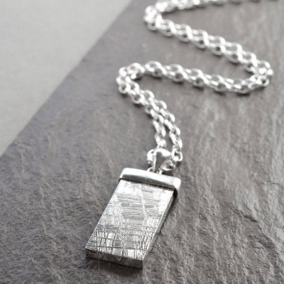 Silver Tipped Meteorite Necklace - Handcrafted & Custom-Made