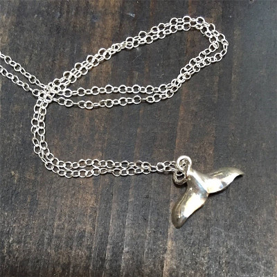 Silver Whale Tail Pendant Necklace - Handcrafted & Custom-Made