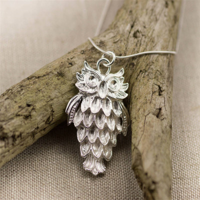Silver Wise Owl Pendant - Handcrafted & Custom-Made