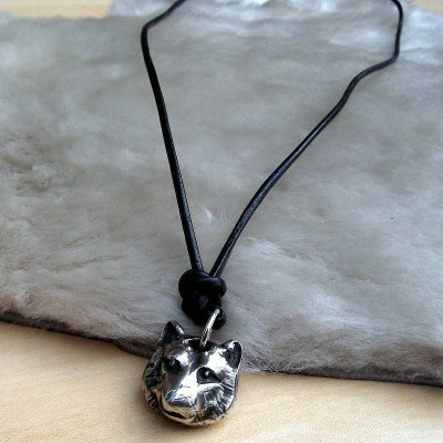 Silver Wolf Head Necklace - Handcrafted & Custom-Made
